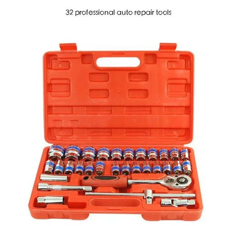 Chave de caixa de ferramentas para ferragens manuais em aço cromo-vanádio de 32 peças Conjunto de ferramentas SRS-32