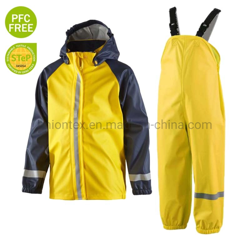 New Arrival Kid PU Rainsuit Waterproof Jacket with Good Quality Eco-Friendly PU Fabric