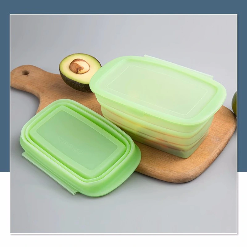 Pliage en silicone avec couvercle de fruits et de bac à légumes Boîte à lunch pliage en silicone