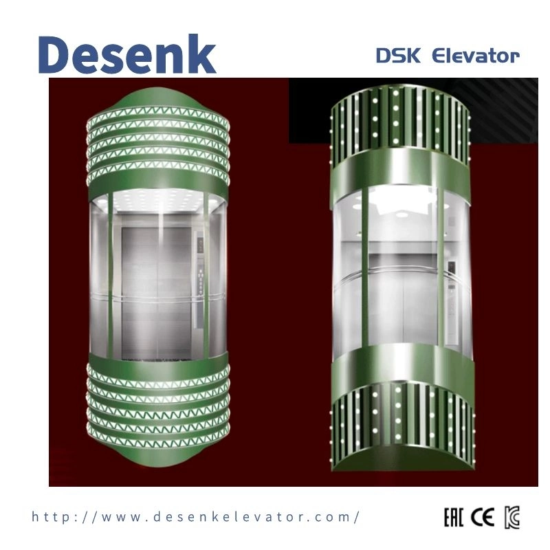 Desenk Elevator 1600 Kg Passenger Panoramic Elevator Observation Elevator with Best Elevator Parts for Hotel Used