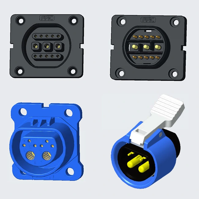 Interfaz de batería UL TUV cableado 3 + 10 pines extremo del gabinete del coche receptáculo lateral del vehículo conectores de batería de bicicleta eléctrica