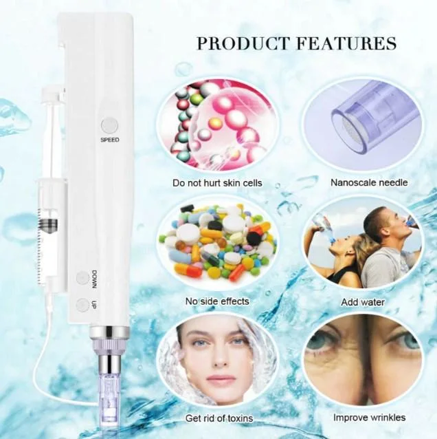 2022 Mini Electric Automated Dermapen 2 in 1 Hydra Injector Derma Stift mit Nano Mesotherapie Micro Nadel für Hyaron Rejuran