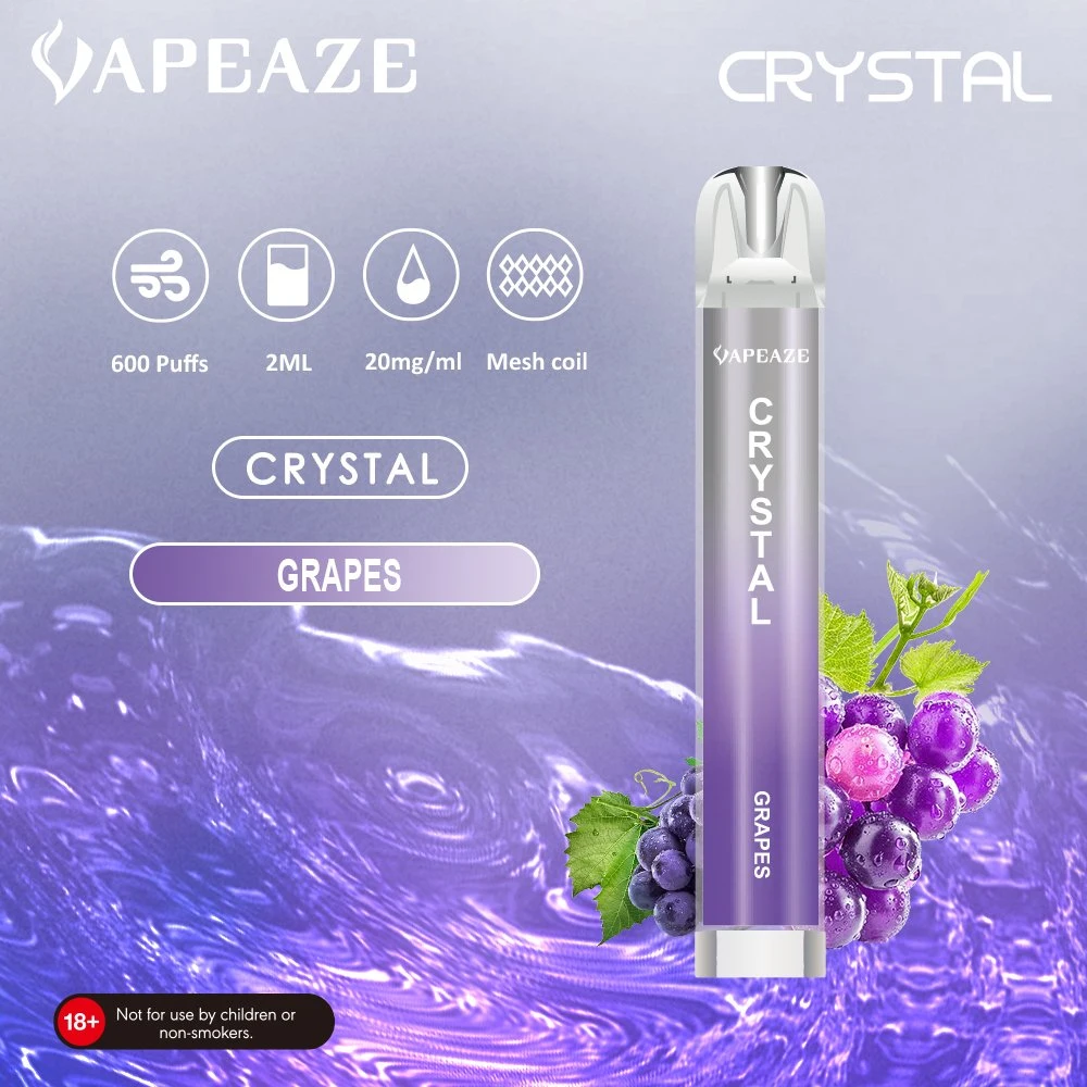 2ml Crystal Bar 600 Puff 0% Nicotine Tpd Certified Disposable Vape"