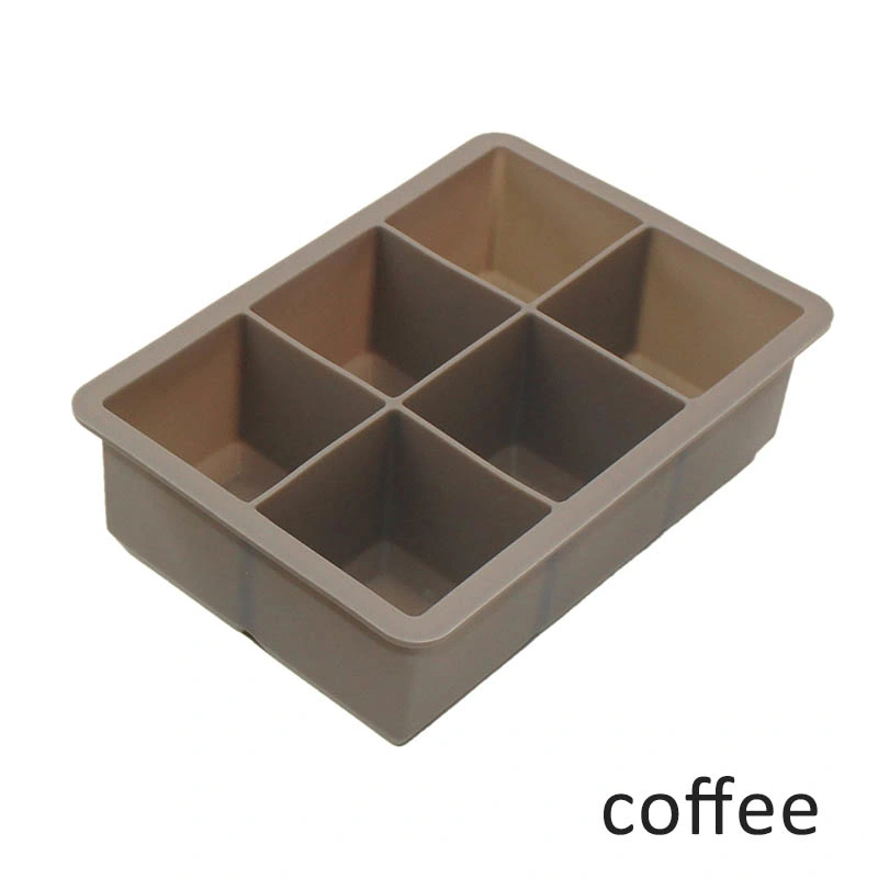 Food-Grade 6 Cavities Square Silicone Ice Cube Tray for Kitchenware