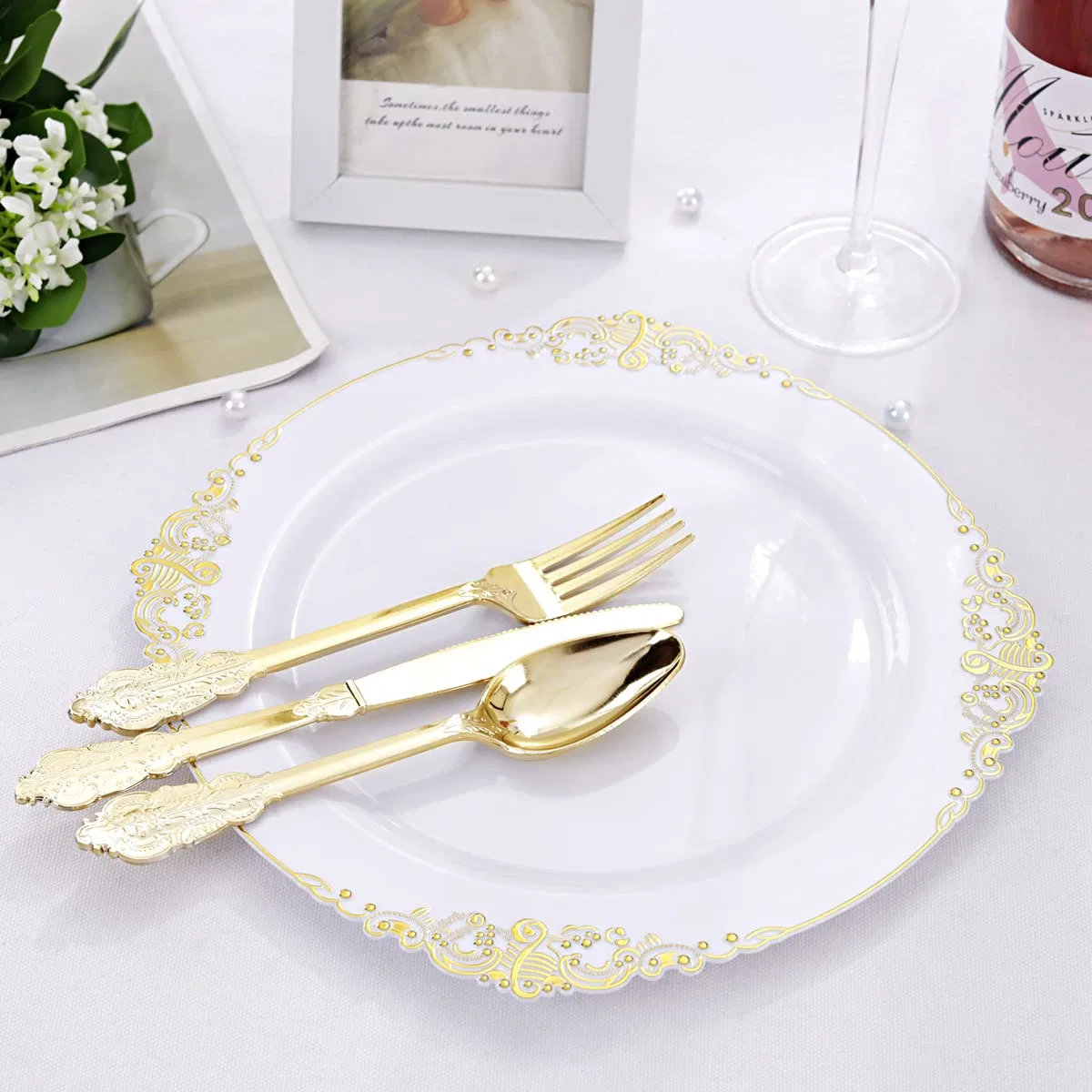 Preço com desconto placas brancas Gold Premium casamentos partes Heavy Gold Jantar pratos