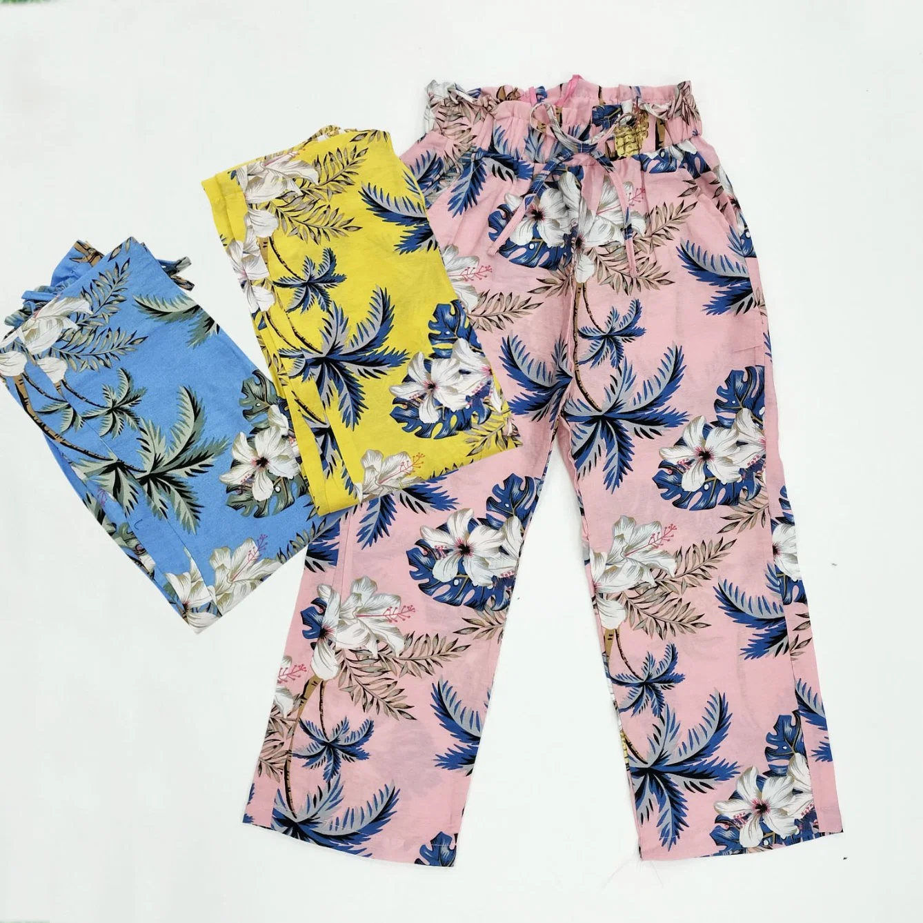 Wholesale/Supplier New Design Printed Style Girls&prime; Casual Trousers Girls&prime; Resort Wide Leg Pants