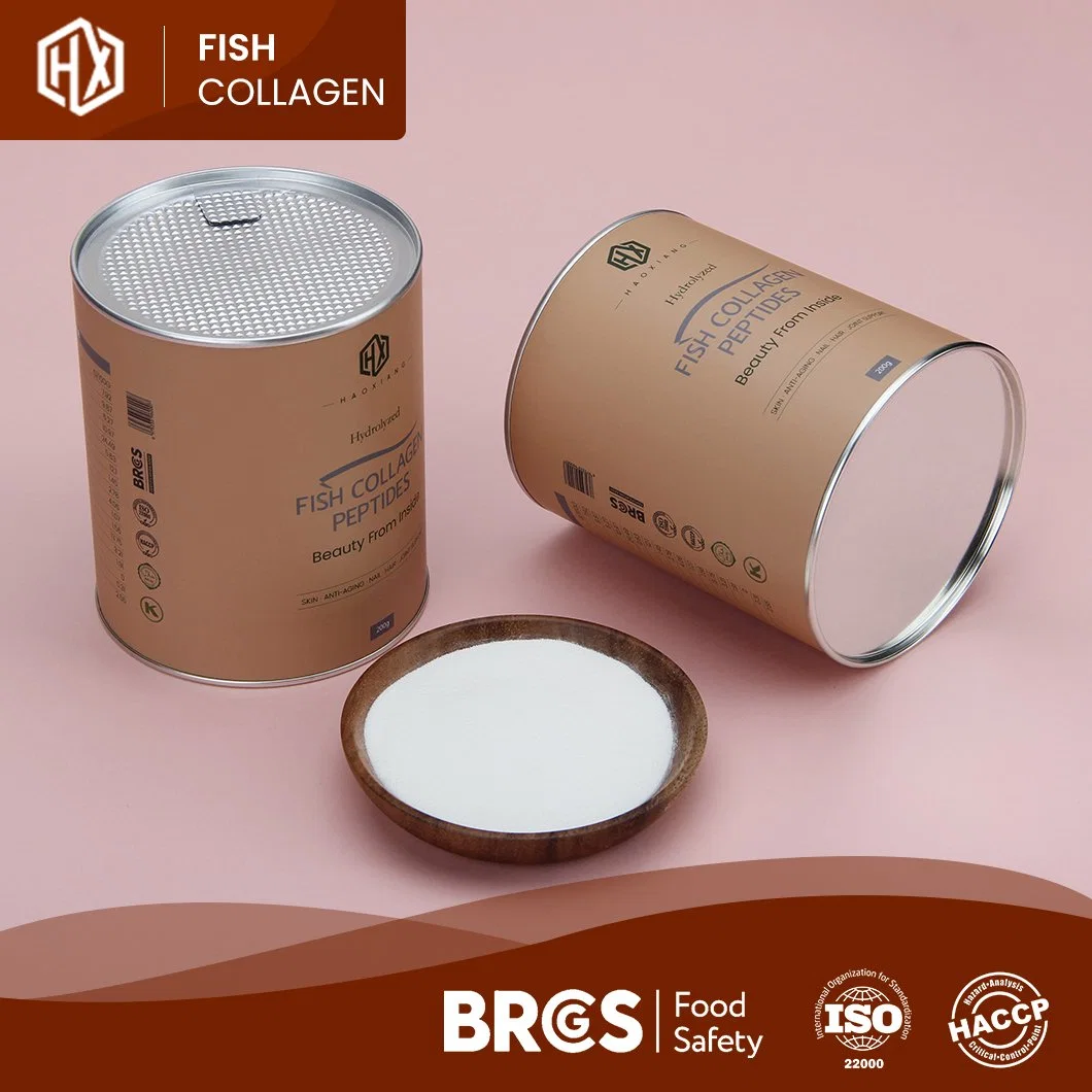 Haoxiang Low MOQ Tilapia Skala hydrolysierte lösbare Marine ohne Geschmack Collagen Peptide Pulver Weiß oder Hellgelb Aussehen Fisch Kollagen Pulver