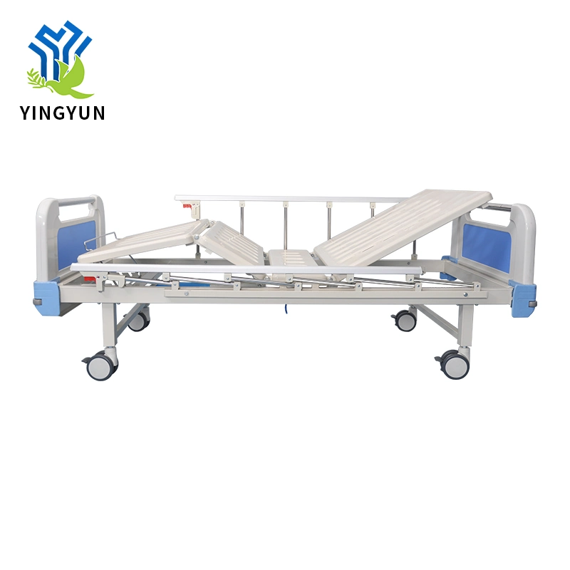 Double Guardrails Portable 2 Crank Hospital Medical Nursing Bed