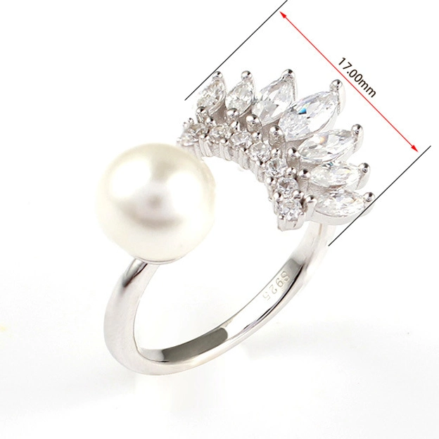 Sterlingsilber-Diamant-Schmucksache-Wimper-Perlen-Ring der Form-Schmucksache-925