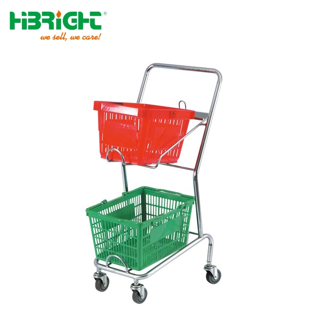 Supermarket Double Basket Shopping Trolley Cart