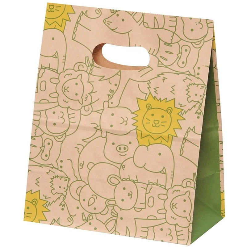 Ecological Bolsas Papel Food Carry out Paperbag Die Cut Handle Brown Kraft Catering Paper Bag with Custom Logo for Restaurant