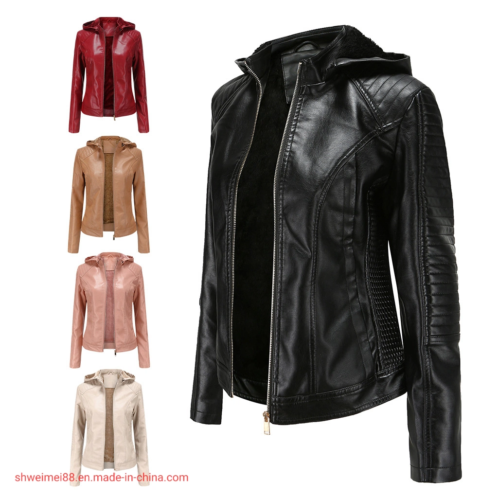 Ladies PU Fur Leather Coats Womens Faux Leather Moto Jacket Fashion Hoodie Fur Outerwear Plus Size Faux Leather Jacket Canada USA Trench Puffer Coats