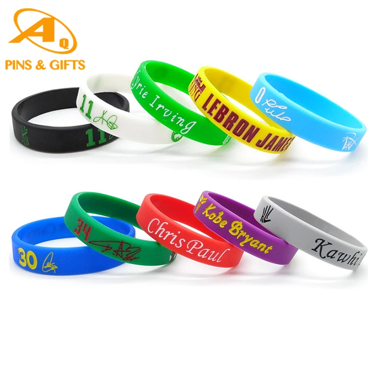 Fashion Embossed Color Filled Bracelet Customized Printed Logo Rainbow Rubber Adjustable RFID Silicone Wristband