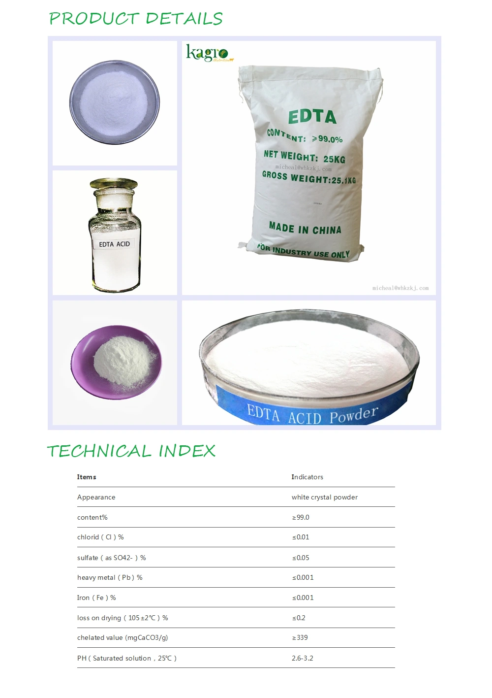 EDTA-4na Ethylene Diamine Tetraacetic Acid Tetrosodium Salt with High quality/High cost performance 