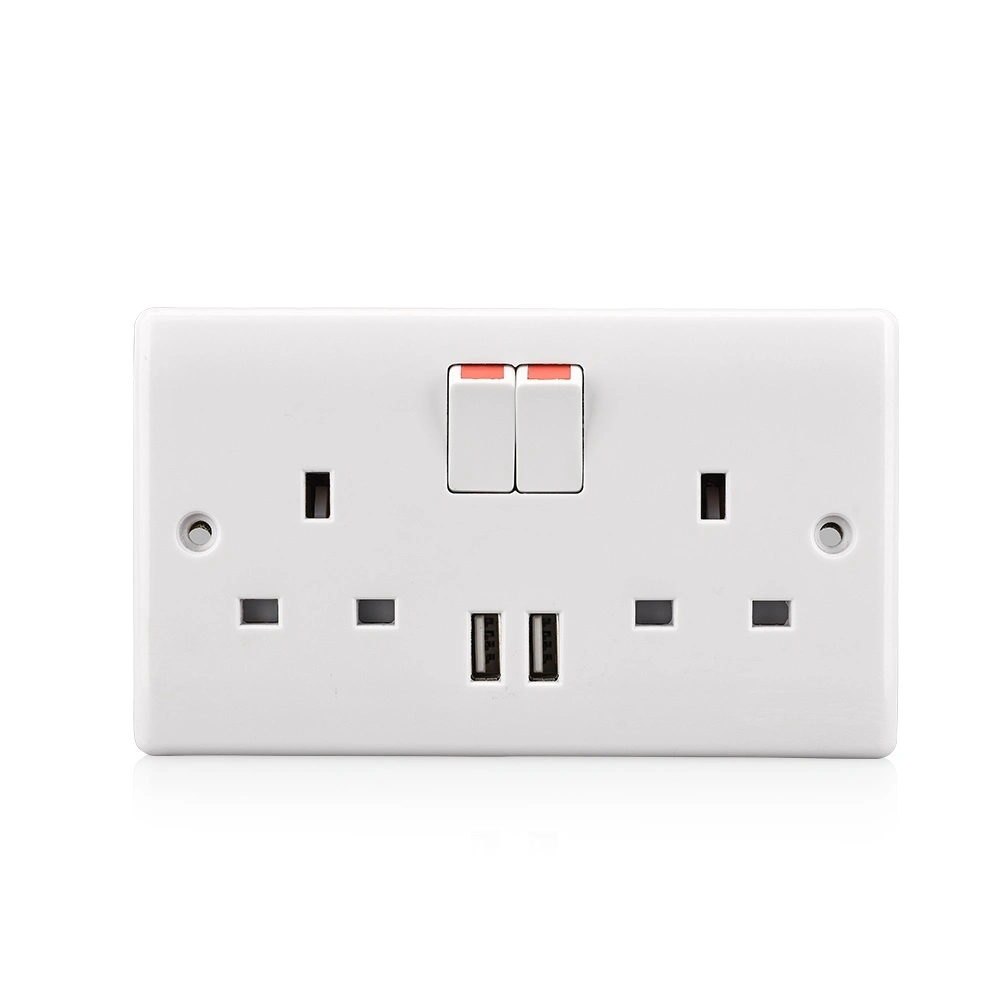 Multifunction Universal Wall USB Outlet 2 Gang Plug Socket Electrical Switch