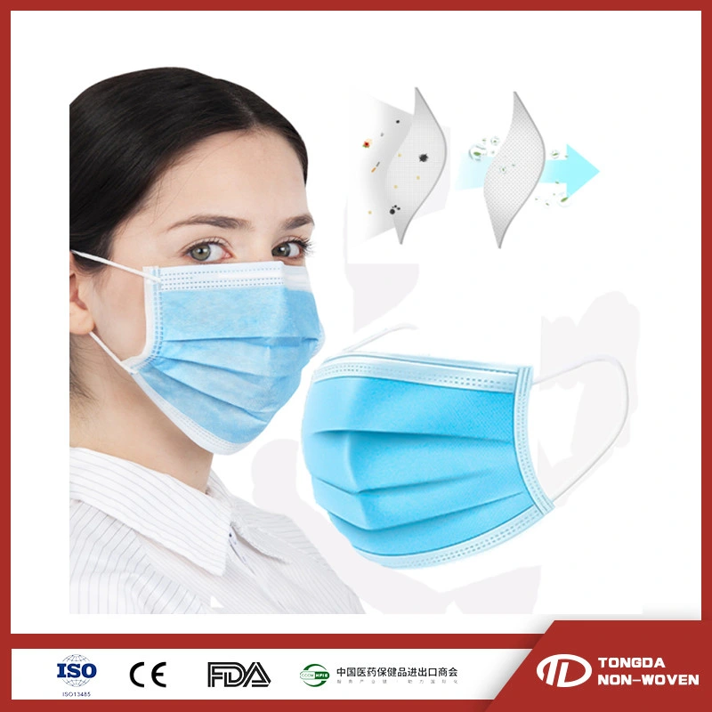 White List Factory CE Approved China Face Mask Supplier 3 Layers Disposable Face Mask