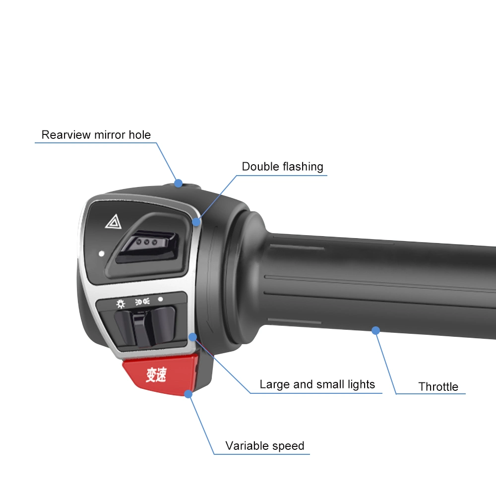 Handlebar+Switch Assembly Double Flashing+Variable Speed+Light Button Electric Scooter Tricycle Steering Grips Ebike Throttle