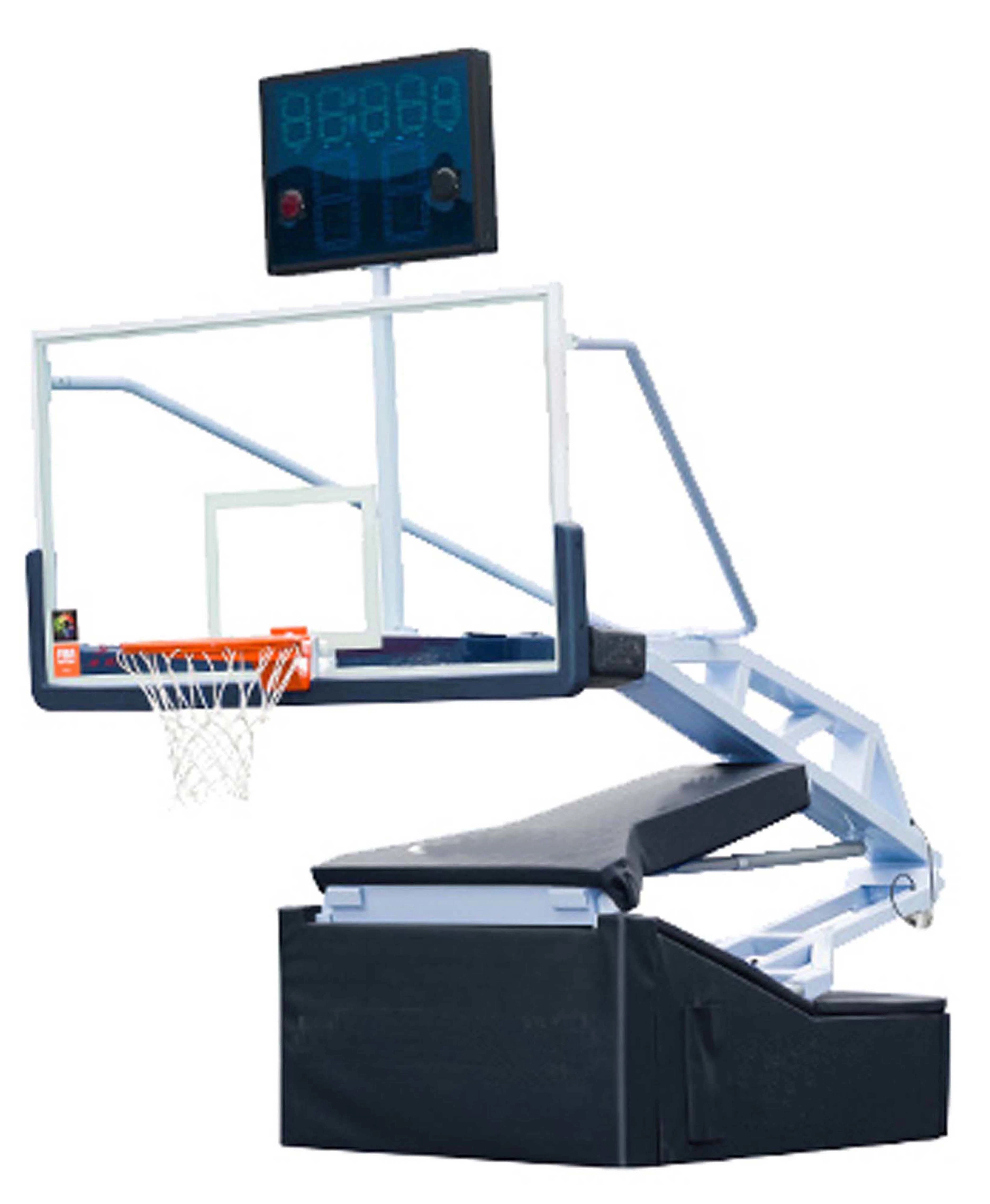 Factory Price Manual Hydraulic Foldable Basketball Hoop Goal Backstop System Stand Standard with Tempered Glass Backboard