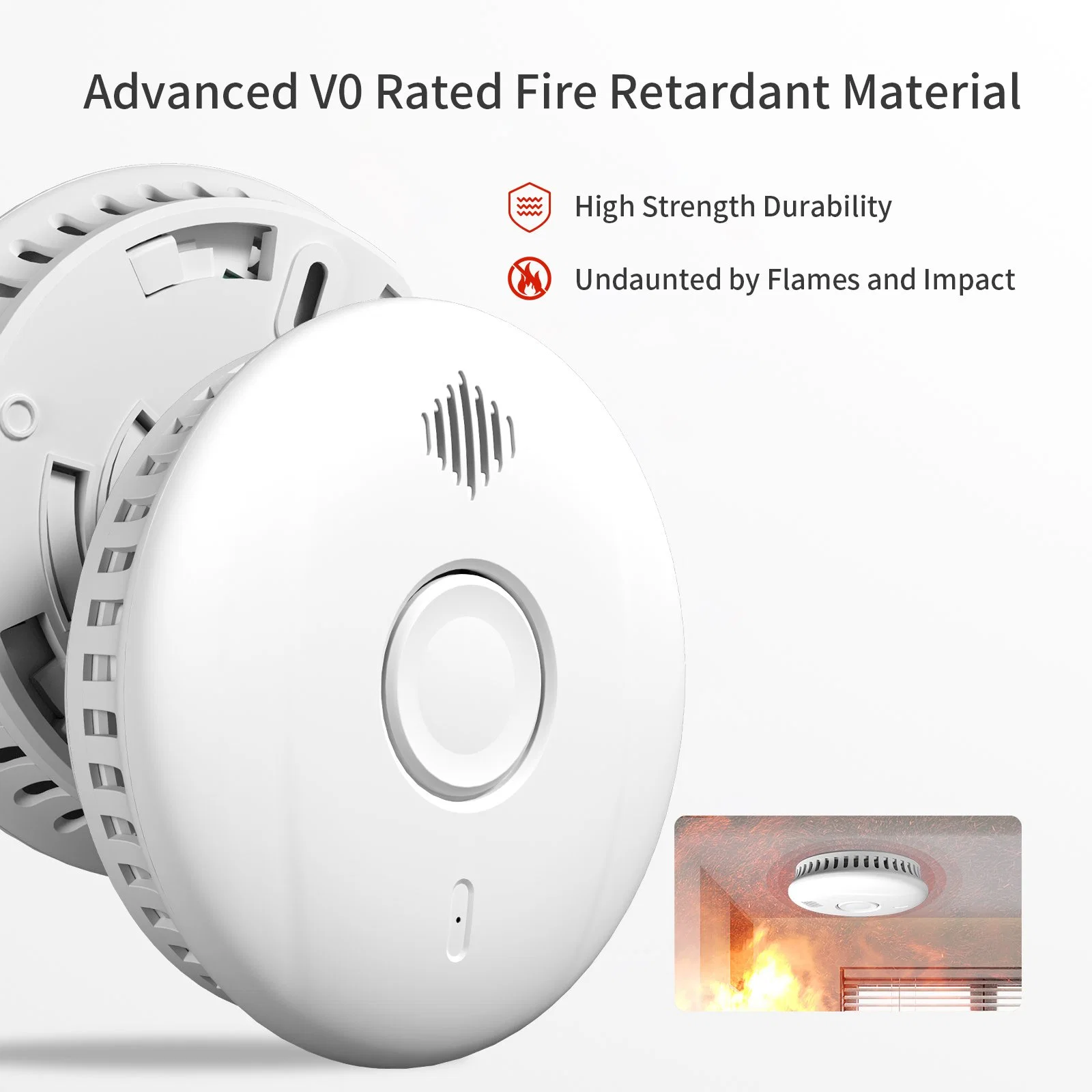 Alarme de Incêndio Fotoelétrico 10 anos Detector de Fumo de carbono EN14604 Sensor Inteligente para Wireless Home detectores de fumo com venda OEM