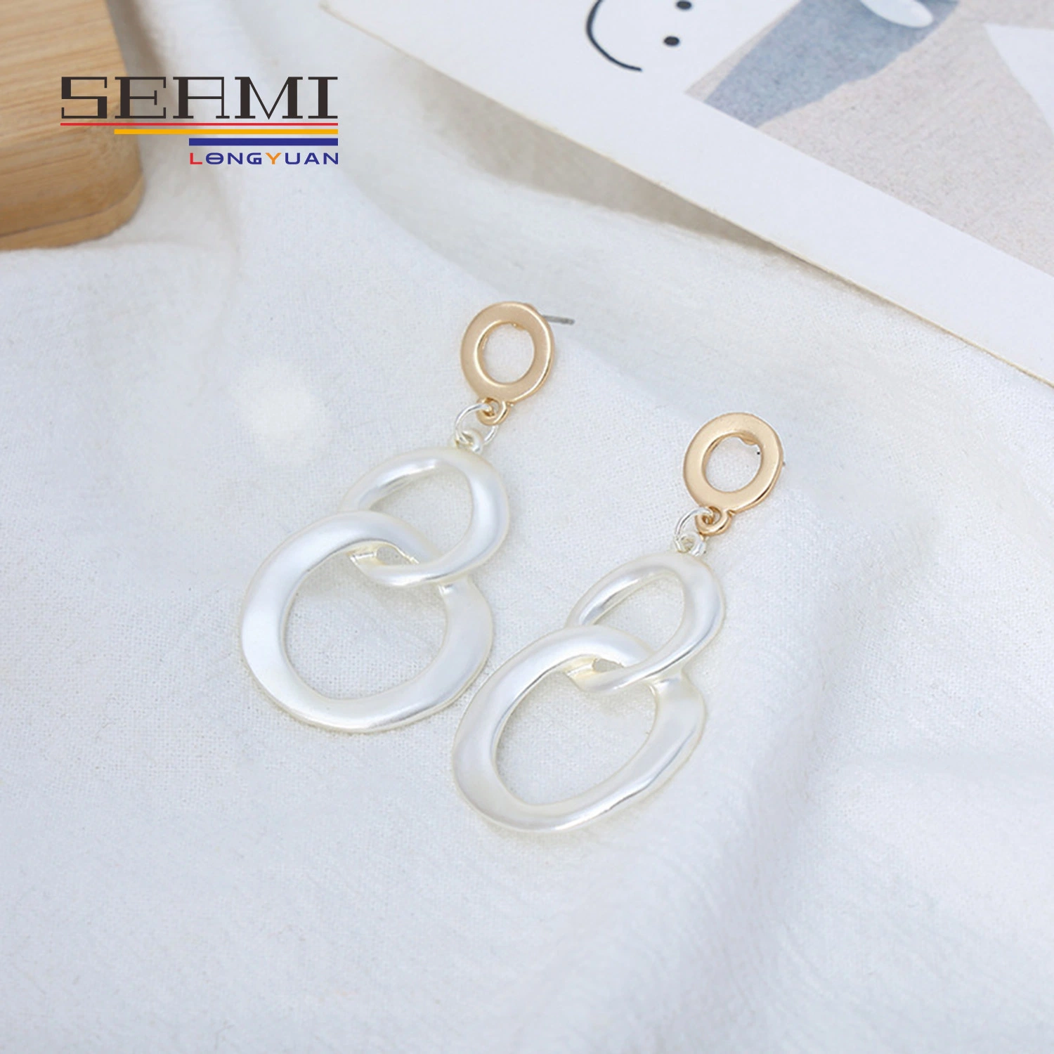 Stylish Statement Dangling Eardrop Silver Big Circle Earrings for Women