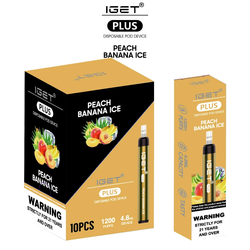 Iget Plus e-Liquid Vape 1200bocanadas Mini E-cigarrillo Peach hielo Banana