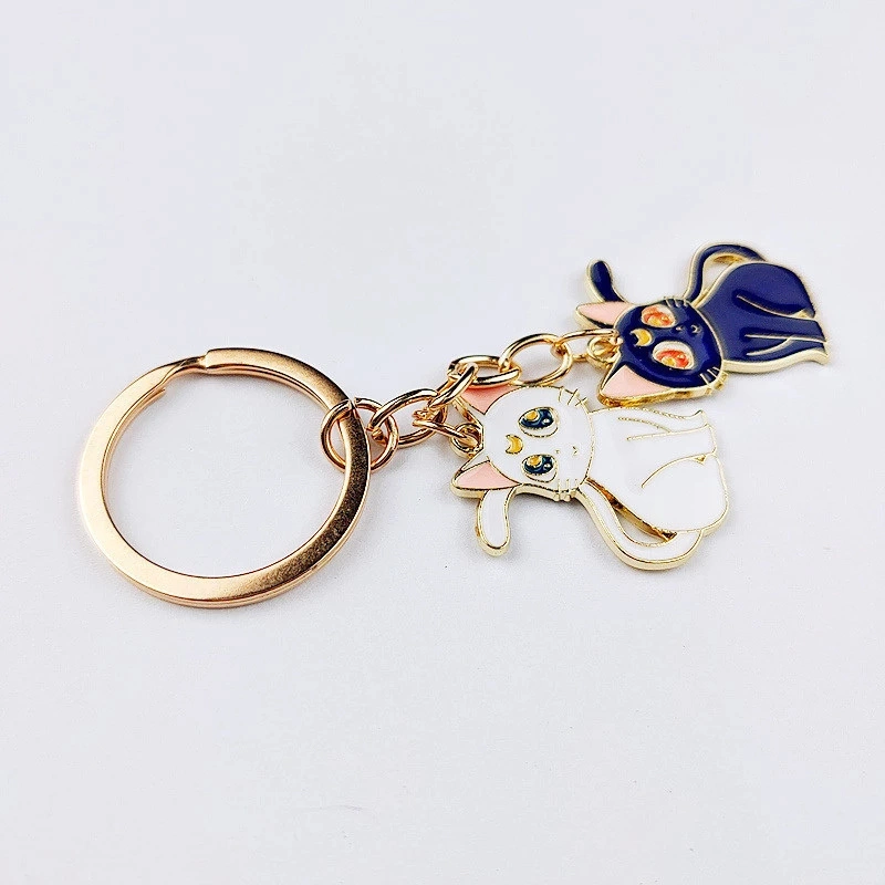 China Manufacturer Sailor-Moon Luna Cat Kitten Cute Key Ring Keychain