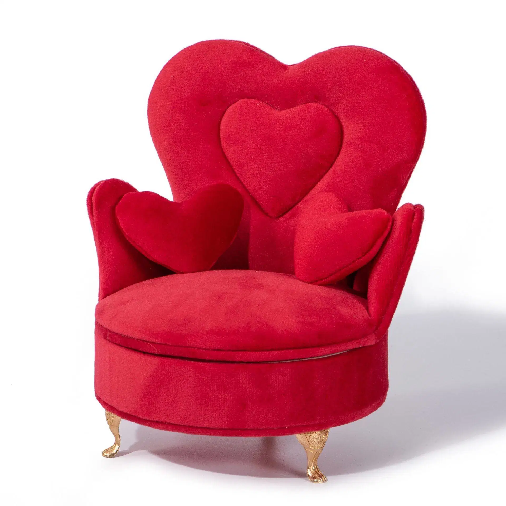 New Design Heart Shape Fashion Sofa Velvet Jewelry Organizer Box