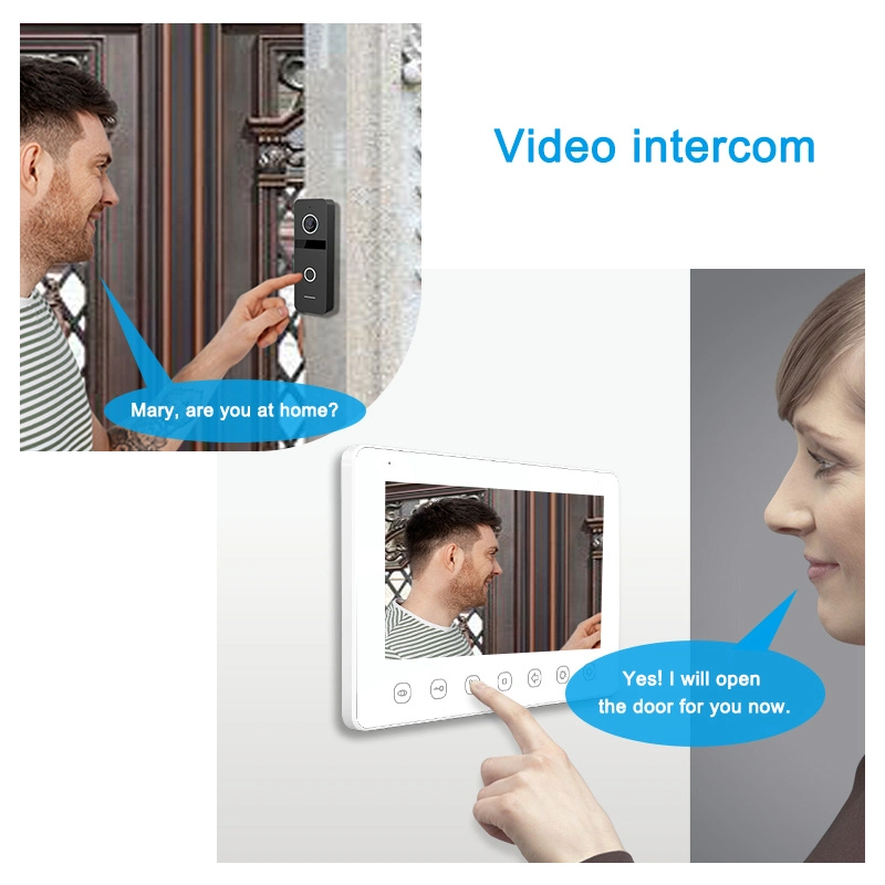 4-Wire 7" 1080P Video Doorphone with Touch Buttons and Metal Case Doorbell