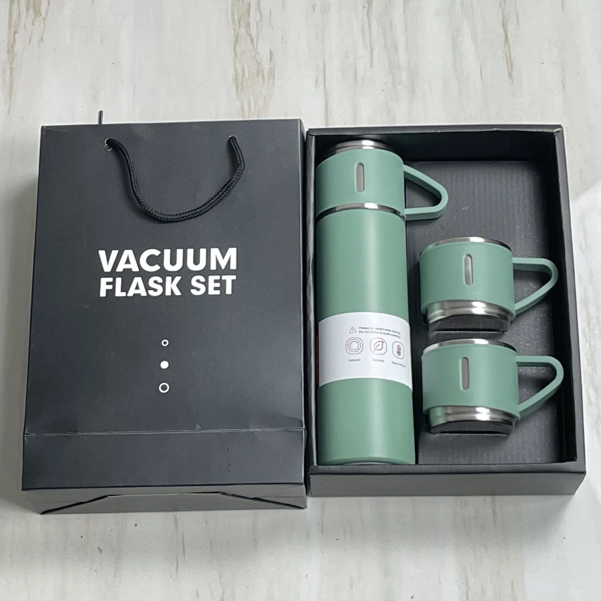 Ready to Ship 500ml 3 Lids Thermos Bottle Portable Business 304 Double Layer Stainless Steel Vacuum Flask Travel Mugs Gift Set