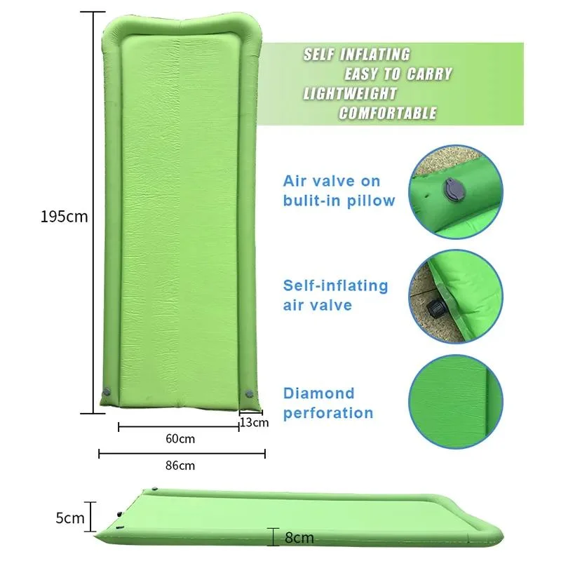 Ar Self-Inflating dormindo Camping Tapete com barras de apoio