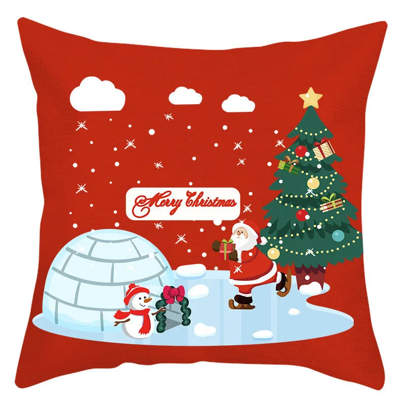 Top Selling Santa Claus Printing Velvet Cushion Cover Living Room Bedroom Car Hotel Christmas Cushion Cover