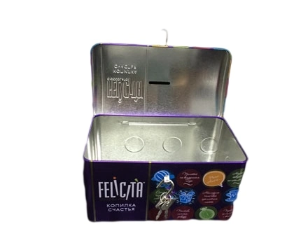 Factory Price House Shape Piggy Bank with Slot Tin Money Tin Coin Tin Box with Lock and Key