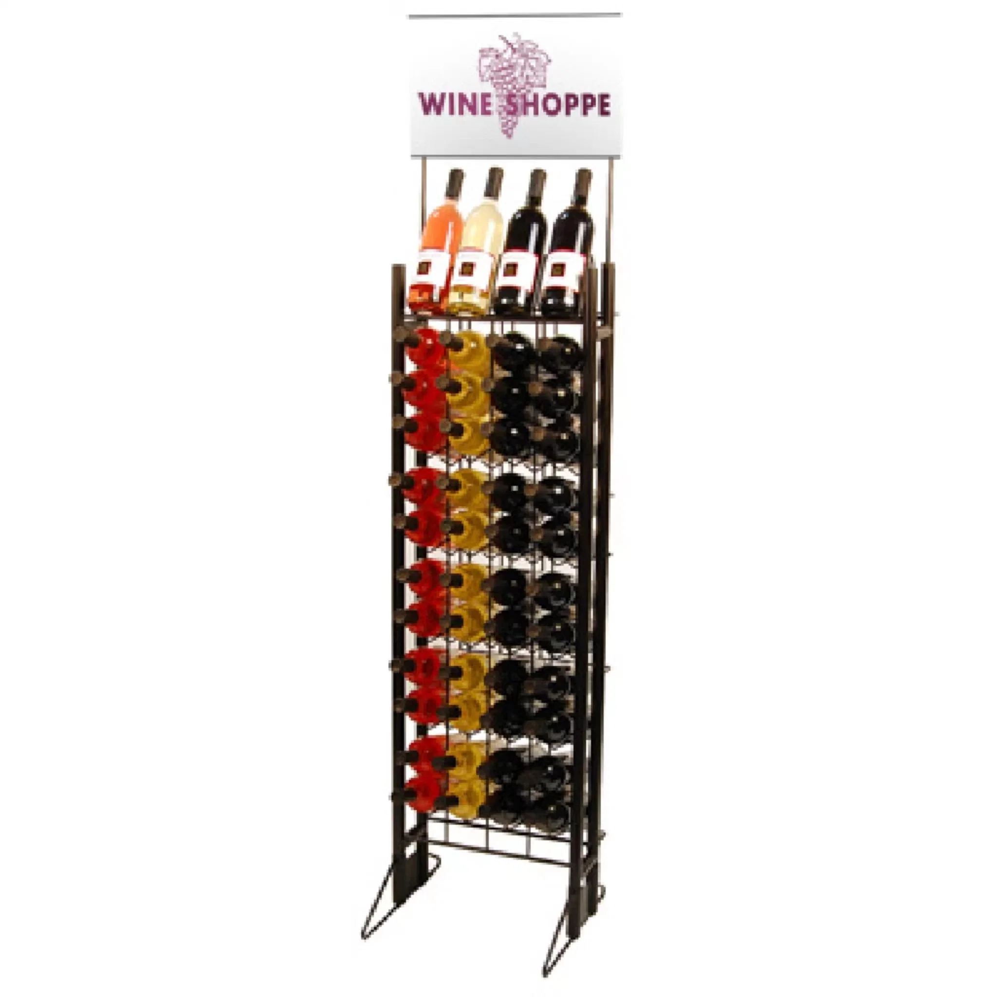 Customized Metal Floor Standing Supermarket Wire Wine Bottle Display Rack