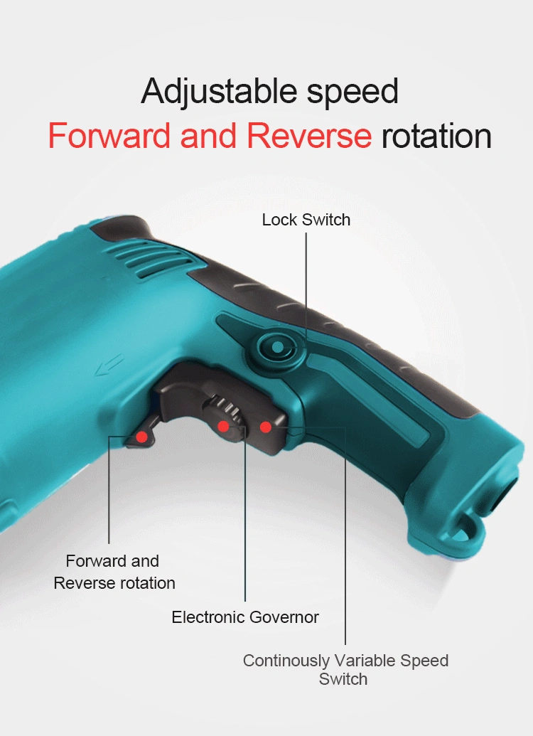 Berbequim elétrico manual de 3000 rpm, aparafusadora de percussão com mandril de chave de 13 mm, com punho rotativo de 360 °, com medidor de profundidade (ID027)