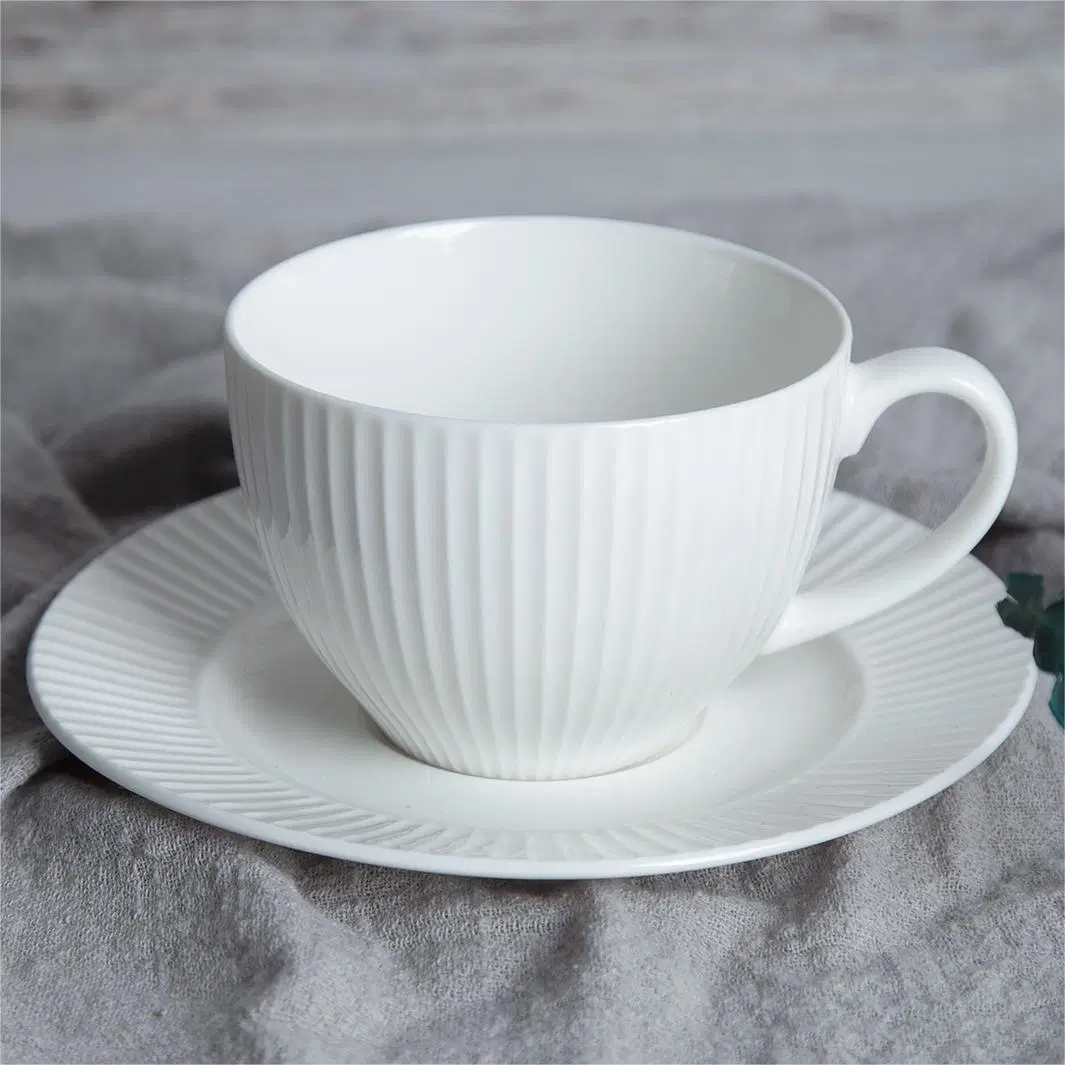 Popular Embossed Line New Bone China Dinner Sets