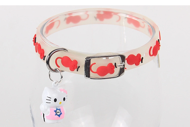 Pet Collar Cat and Dog Glowing Bell Collar Adjustable Rubber Luminous Walking Dog Supplies