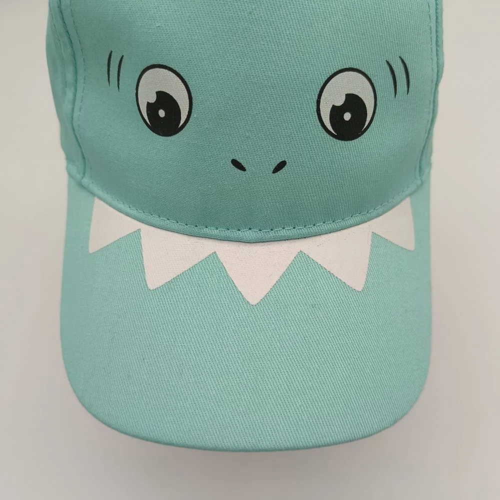 High Quality Custom Summer Boy's Cotton Shark Print Back Elastic Band 5-Piece Baseball Cap