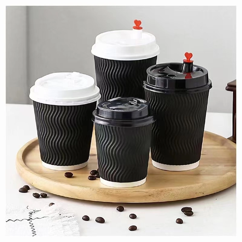 Factory Supply Good Quality 260g +18PE Double Wall 8 Ounce (oz) Black Disposable Paper Cup/Mug Coffee or Tea