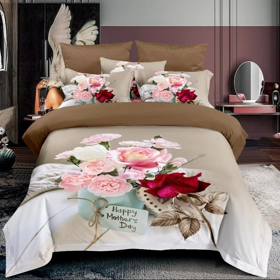 Neueste Blumenmuster 3D bedruckte Bett-Flachbettlaken-Set, King, Queen, Twin-Größen