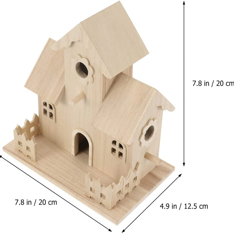 Jardín de lujo Aveco Artesanía Eco de dibujos animados Cute Pet Birdhouse jaula de madera para las aves no tóxico Wholesale/Supplier