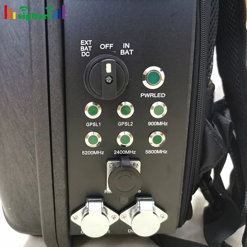 6 Channels 170W High Power Backpack Portable Anti Drone WiFi 2.4G 5.2g 5.8g GSM 900MHz GPRS 1.2g 1.5g Jammer