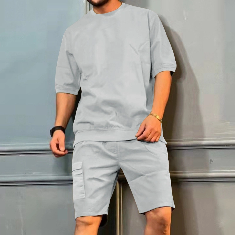 Comercio al por mayor ropa deportiva para hombres Chándal de verano con la camiseta de manga corta Conjunto de pantalón corto de 2 piezas Casual de marca Fashio traje para correr