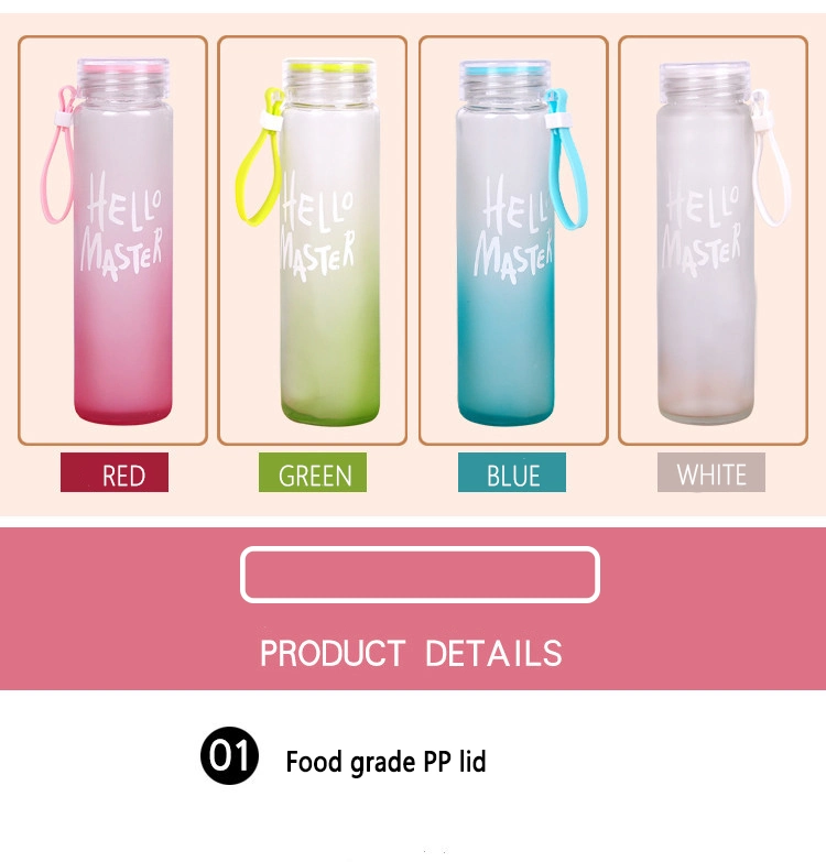 Promotional Custom Logo Colorful Frosted Glass Water Bottles