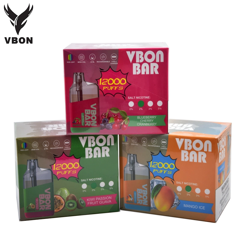 2023 Vbon Type-C rechargeable 12000 puffs barre à cigarettes électroniques jetables