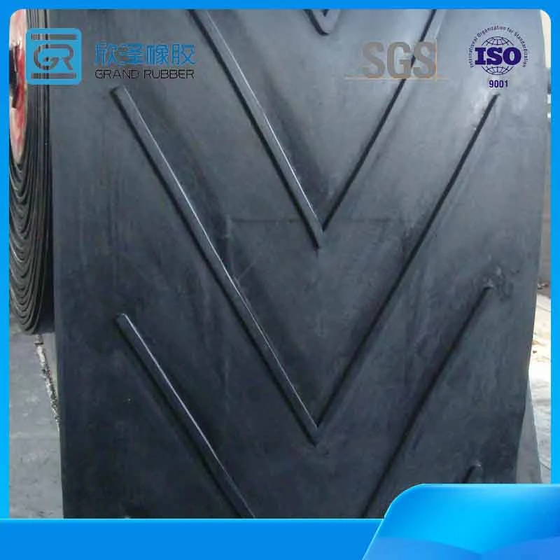 V Type Patterned Industrial Nylon Canvas Chevron Rubber Mining Conveyor Belt Polyester Chevron Ep Rubber Patterned