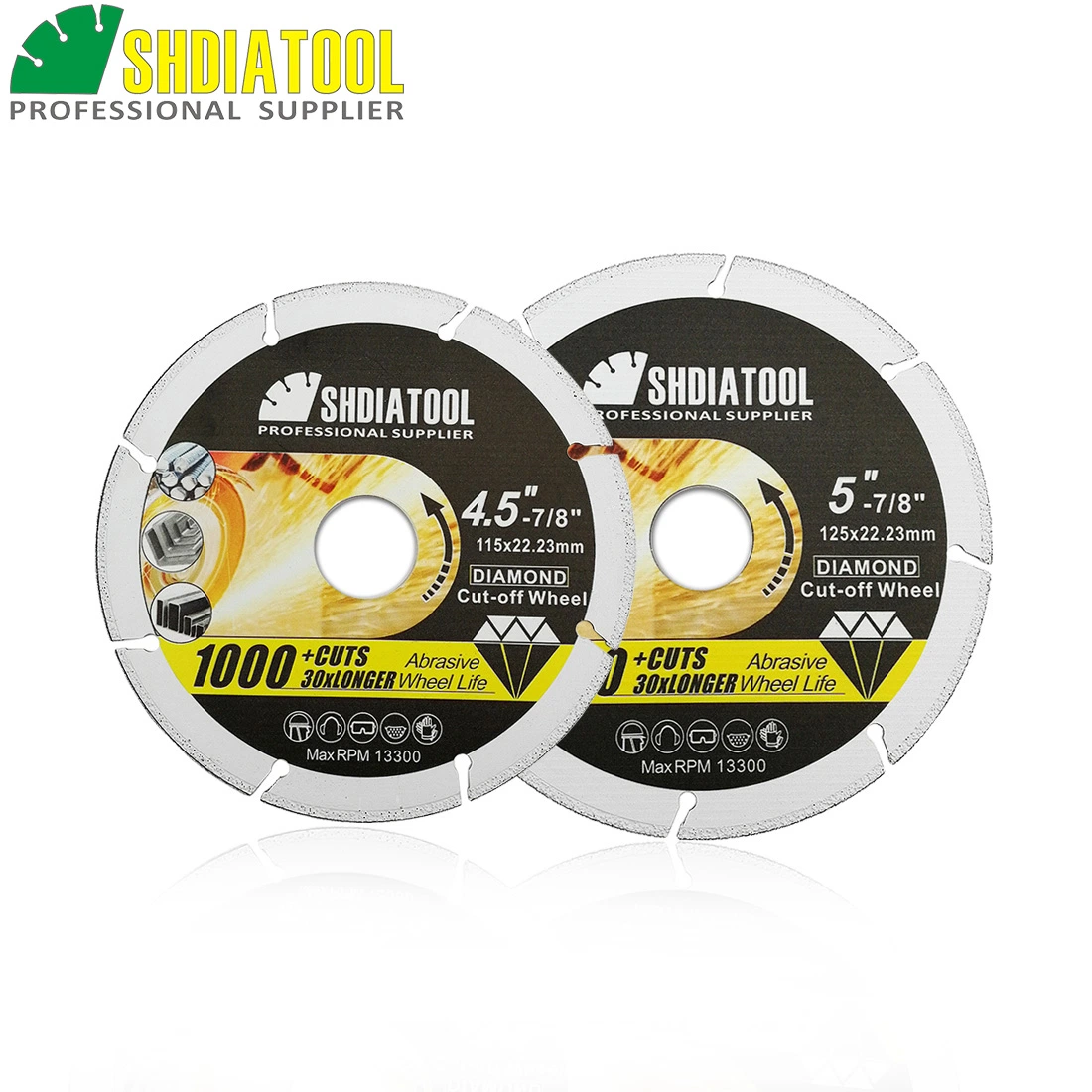 Shdiatool 4&prime; &prime; /4.5&prime; &prime; /5&prime; &prime; Vacuum Brazed Diamond Metal Cutting Disc Wheel