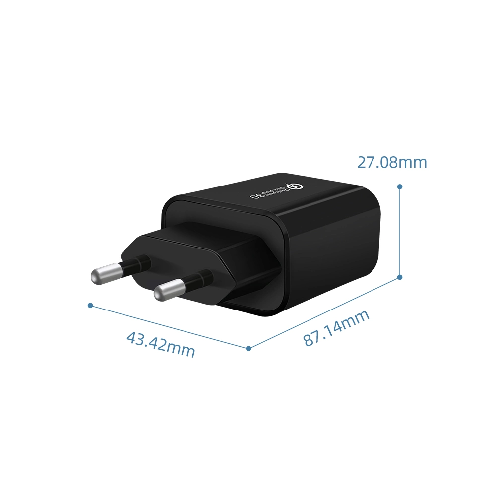 QC3.0 EU Single Port USB Charger 5V 9V 12V Smart Phone Fast Charger European Standard Plug Charger