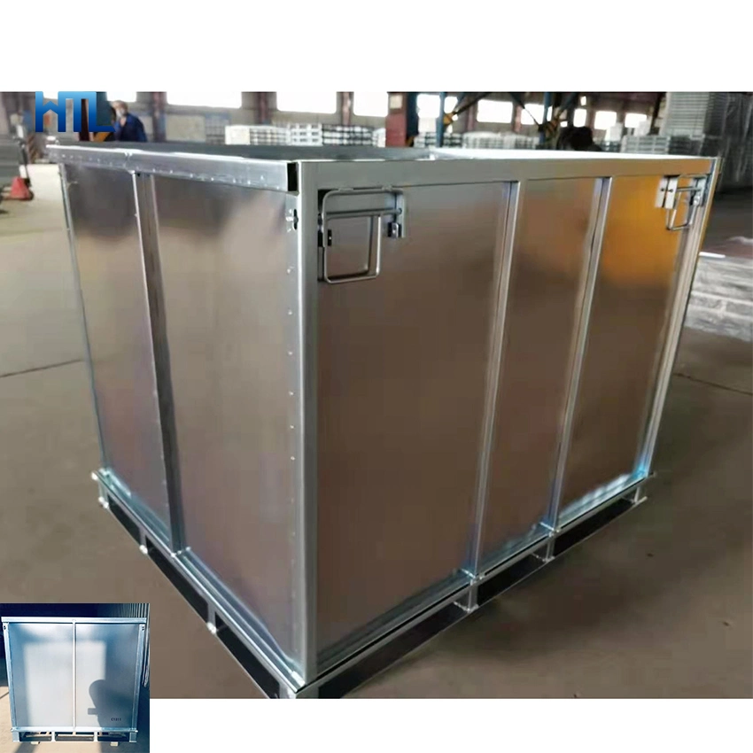 1000kg carga Galvanizado apilable plegable de acero duradero contenedor Paleta Caja