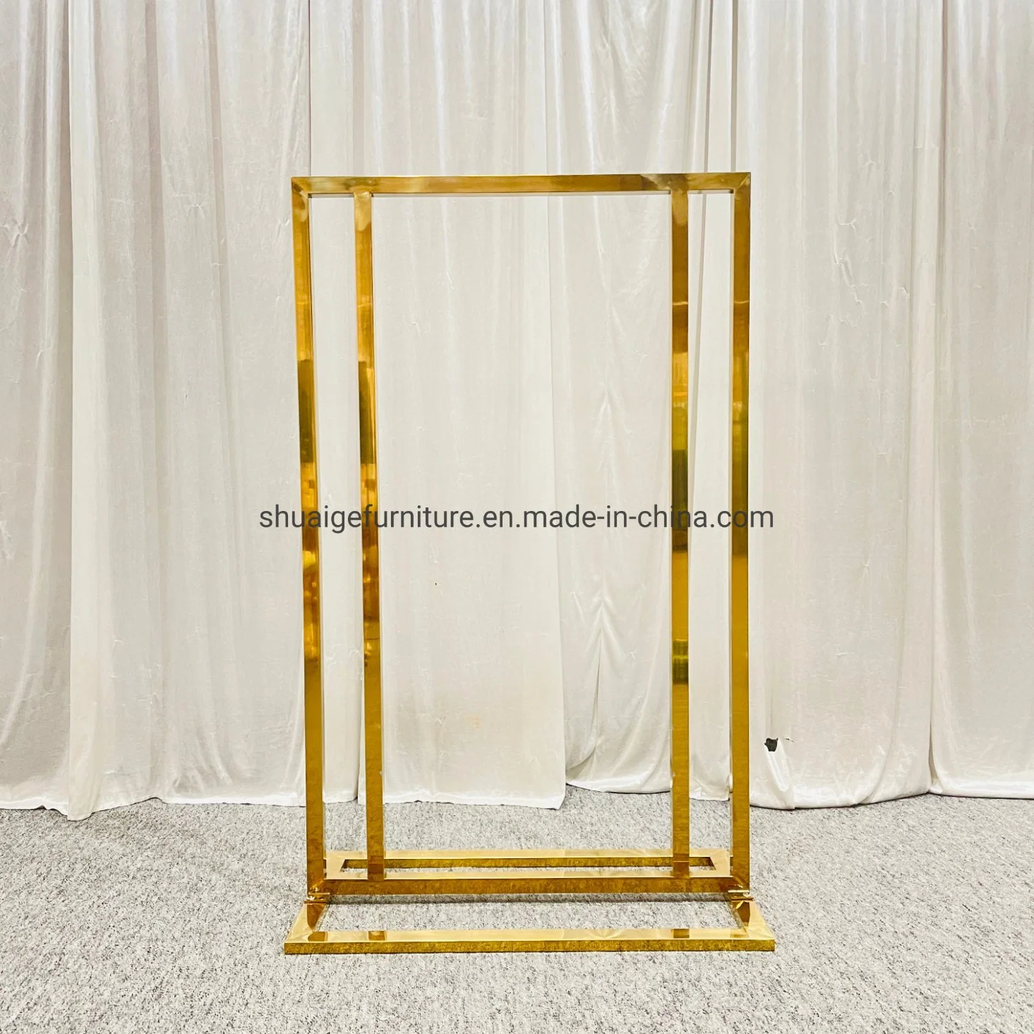 Cheap Hotel Events Furniture Decor Gold Stainless Steel Wedding Backdrop Advertising Display Rack