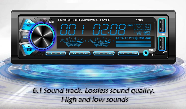 Multimedia Bluetooth Car Audio Estéreo Sistema de radio FM, reproductor de MP3 con puerto USB SD Aux.